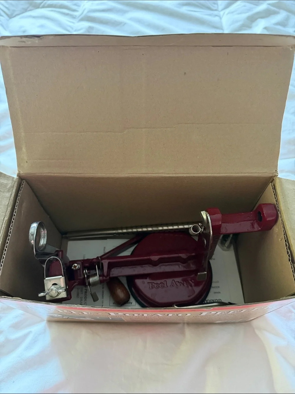 Apple & Potato Peeler/Corer, New in Box, Cast Iron & Stainless, Vacuum Grip Base